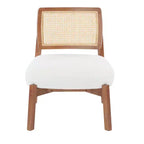 MAYEERTY Set di 2 poltrone moderne beige, sedia d'accento con schienale intrecciato e struttura in legno per soggiorno, camera da letto, ufficio