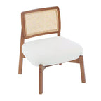 MAYEERTY Set di 2 poltrone moderne beige, sedia d'accento con schienale intrecciato e struttura in legno per soggiorno, camera da letto, ufficio