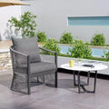 MAYEERTY Modern Gray Curved Aluminum Lounge Chair, Rope-Weave Cushioned Chair for Outdoor Living