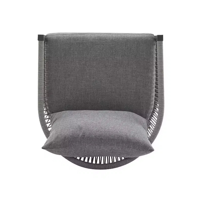 MAYEERTY Modern Gray Curved Aluminum Lounge Chair, Rope-Weave Cushioned Chair for Outdoor Living