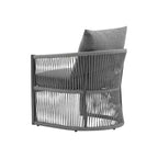 MAYEERTY Modern Gray Curved Aluminum Lounge Chair, Rope-Weave Cushioned Chair for Outdoor Living