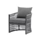 MAYEERTY Modern Gray Curved Aluminum Lounge Chair, Rope-Weave Cushioned Chair for Outdoor Living