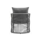 MAYEERTY Modern Gray Curved Aluminum Lounge Chair, Rope-Weave Cushioned Chair for Outdoor Living