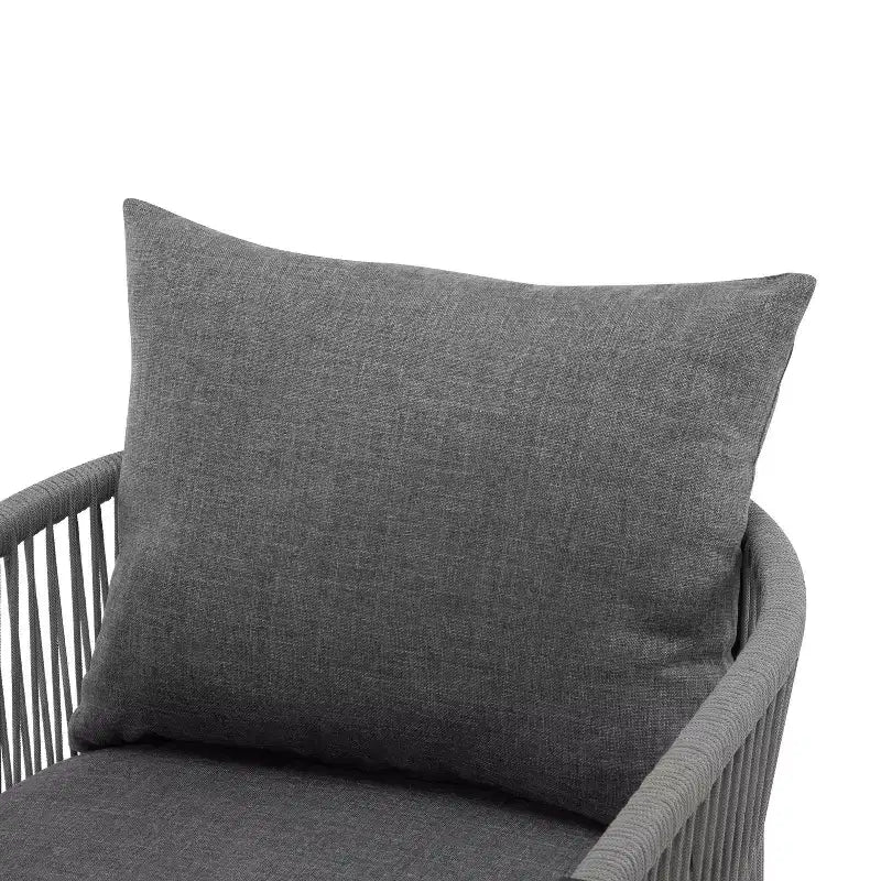 MAYEERTY Modern Gray Curved Aluminum Lounge Chair, Rope-Weave Cushioned Chair for Outdoor Living