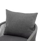 MAYEERTY Modern Gray Curved Aluminum Lounge Chair, Rope-Weave Cushioned Chair for Outdoor Living