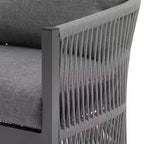 MAYEERTY Modern Gray Curved Aluminum Lounge Chair, Rope-Weave Cushioned Chair for Outdoor Living