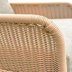 MAYEERTY Contemporary Beige Wicker Rocking Chair, Polyester Cushion Wooden Frame Chair for Patio Balcony Living Room
