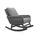 MAYEERTY Contemporary Beige Wicker Rocking Chair, Polyester Cushion Wooden Frame Chair for Patio Balcony Living Room