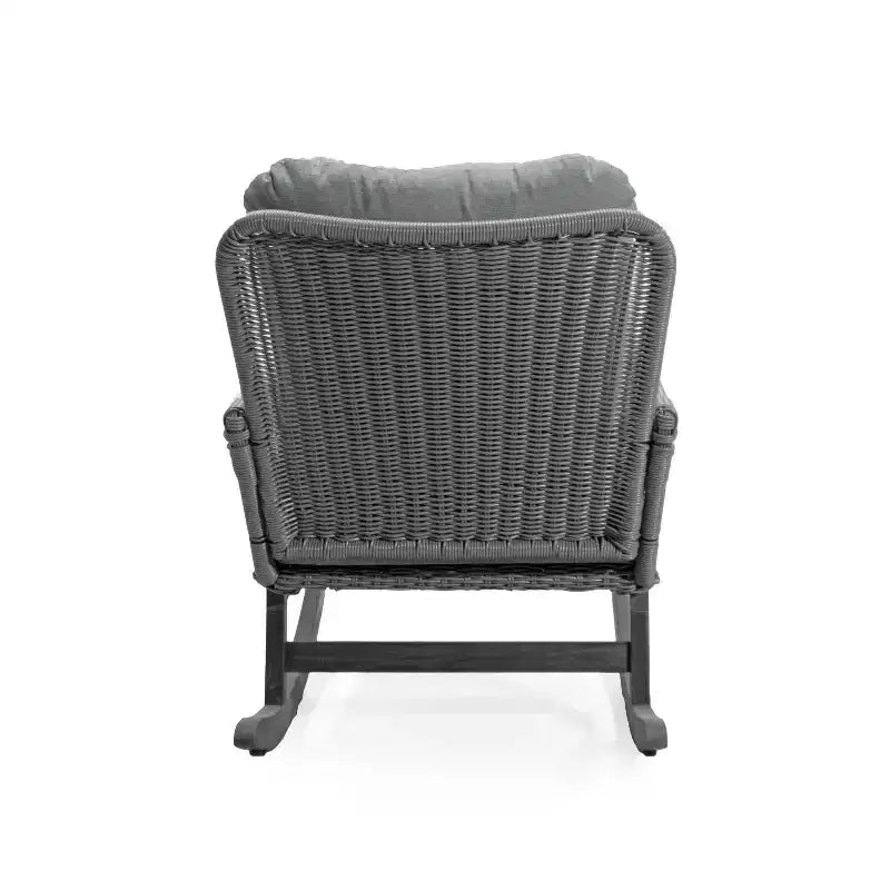 MAYEERTY Contemporary Beige Wicker Rocking Chair, Polyester Cushion Wooden Frame Chair for Patio Balcony Living Room