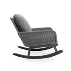 MAYEERTY Contemporary Beige Wicker Rocking Chair, Polyester Cushion Wooden Frame Chair for Patio Balcony Living Room