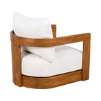MAYEERTY Premium Acacia Wood Outdoor Club Chair, Curved Tub Design Water-Resistant Cushion All-Weather Chair