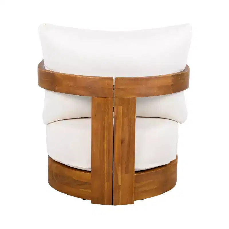 MAYEERTY Premium Acacia Wood Outdoor Club Chair, Curved Tub Design Water-Resistant Cushion All-Weather Chair