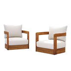 MAYEERTY Premium Acacia Wood Outdoor Club Chair, Curved Tub Design Water-Resistant Cushion All-Weather Chair
