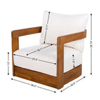 MAYEERTY Premium Acacia Wood Outdoor Club Chair, Curved Tub Design Water-Resistant Cushion All-Weather Chair