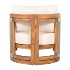 MAYEERTY Premium Acacia Wood Outdoor Club Chair, Curved Tub Rope Accent Water-Resistant Cushion All-Weather Chair