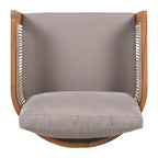 MAYEERTY Premium Acacia Wood Outdoor Club Chair, Curved Tub Rope Accent Water-Resistant Cushion All-Weather Chair