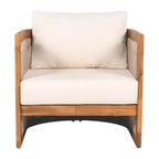 MAYEERTY Premium Acacia Wood Outdoor Club Chair, Curved Tub Rope Accent Water-Resistant Cushion All-Weather Chair