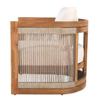 MAYEERTY Premium Acacia Wood Outdoor Club Chair, Curved Tub Rope Accent Water-Resistant Cushion All-Weather Chair