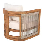 MAYEERTY Premium Acacia Wood Outdoor Club Chair, Curved Tub Rope Accent Water-Resistant Cushion All-Weather Chair