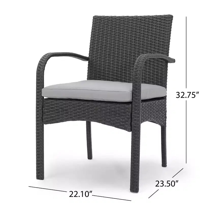 MAYEERTY Sedia da Pranzo da Esterno Ammortizzata in 2 Pezzi, Struttura in Alluminio con Vimini in Resina Resistente ai Raggi UV