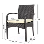 MAYEERTY Sedia da Pranzo da Esterno Ammortizzata in 2 Pezzi, Struttura in Alluminio con Vimini in Resina Resistente ai Raggi UV