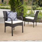 MAYEERTY 2-Piece Cushioned Outdoor Dining Chair, UV-Resistant Resin Wicker Aluminum Frame Chair