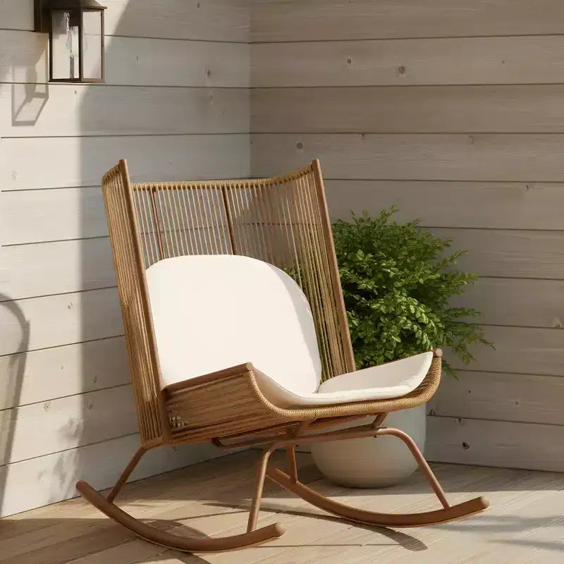 Christopher Knight Home Katerina Farmhouse Outdoor Woven Rattan Rocking Chair with Cushions