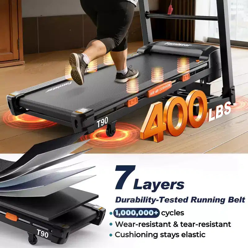Tapis roulant con inclinazione automatica del 20%, tapis roulant pieghevole da 5,1 HP, capacità 180 kg, 105 programmi, velocità 19 km/h, controllo tramite APP per allenamento personalizzato, jogging, camminata a casa