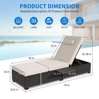 COZONY - Set da 2 sedie a sdraio per patio, in vimini PE, reclinabili e regolabili, con cuscini per piscina, giardino e esterni
