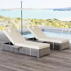 COZONY - Set da 2 sedie a sdraio per patio, in vimini PE, reclinabili e regolabili, con cuscini per piscina, giardino e esterni