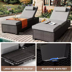 COZONY - Set da 2 sedie a sdraio per patio, in vimini PE, reclinabili e regolabili, con cuscini per piscina, giardino e esterni