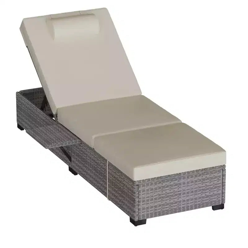 COZONY - Set da 2 sedie a sdraio per patio, in vimini PE, reclinabili e regolabili, con cuscini per piscina, giardino e esterni