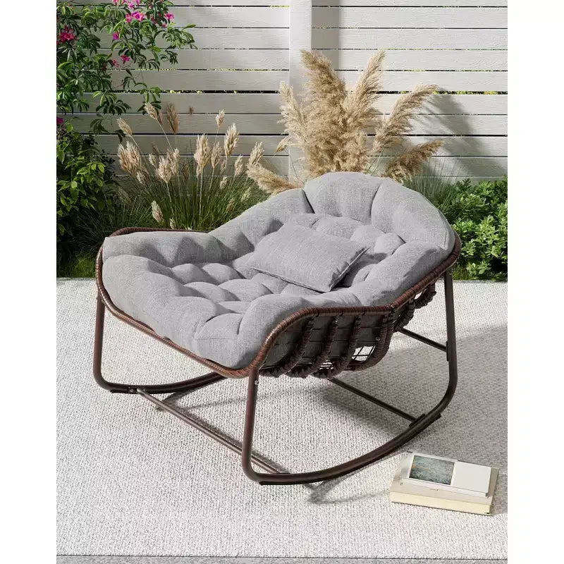 COZONY Oversized Egg Rocking Chair, 450 lb Capacity with Water-Resistant Cushion, Metal Frame for Porch Balcony Garden