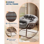 COZONY Oversized Egg Rocking Chair, 450 lb Capacity with Water-Resistant Cushion, Metal Frame for Porch Balcony Garden