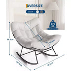 COZONY Oversized Outdoor Rocking Chair, PE Rattan Egg Rocker with Ottoman, Sturdy Metal Frame for Porch Balcony Backyard