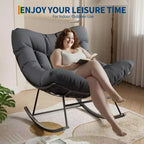 COZONY Oversized Outdoor Rocking Chair, PE Rattan Egg Rocker with Ottoman, Sturdy Metal Frame for Porch Balcony Backyard