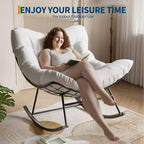 COZONY Oversized Outdoor Rocking Chair, PE Rattan Egg Rocker with Ottoman, Sturdy Metal Frame for Porch Balcony Backyard
