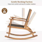 GDFStudio Antonio Poltrona a dondolo moderna da esterno in legno di acacia con schienale e seduta in vimini (set da 2)