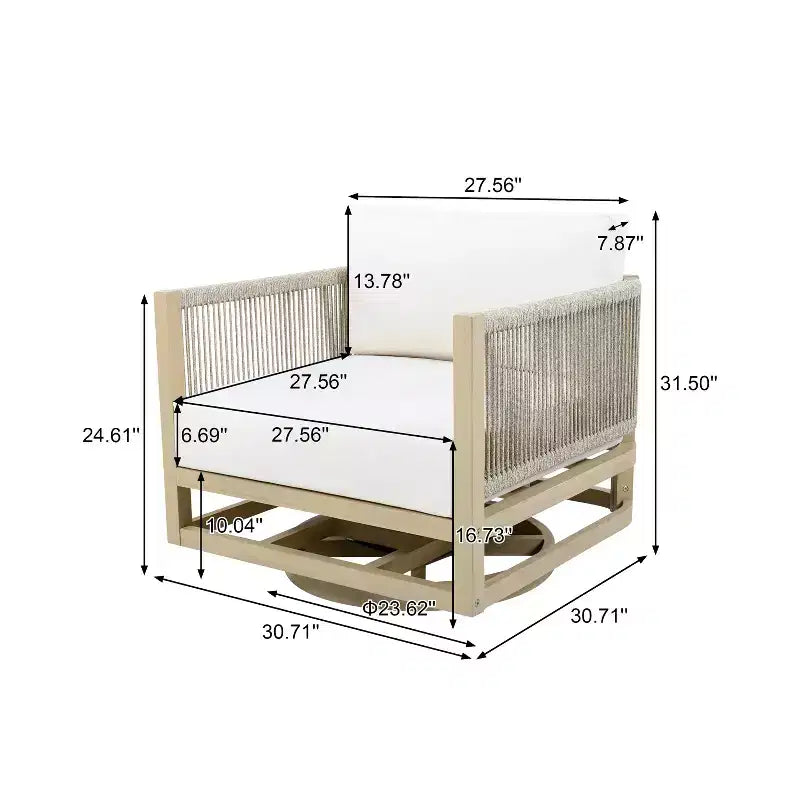 Christopher Knight Home Tabitha Sedia da patio girevole a 360° in legno di acacia stile rustico con cuscini spessi