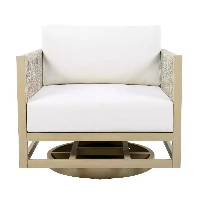 Christopher Knight Home Tabitha Sedia da patio girevole a 360° in legno di acacia stile rustico con cuscini spessi