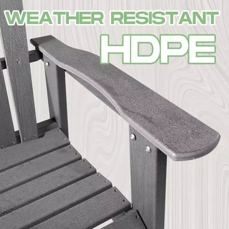 Folding Adirondack Chair  Deep Seat & Wide Armrests, Waterproof UV-Resistant Plastic Outdoor Chair for Patio, Lawn or Fire Pit