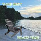Folding Adirondack Chair  Deep Seat & Wide Armrests, Waterproof UV-Resistant Plastic Outdoor Chair for Patio, Lawn or Fire Pit