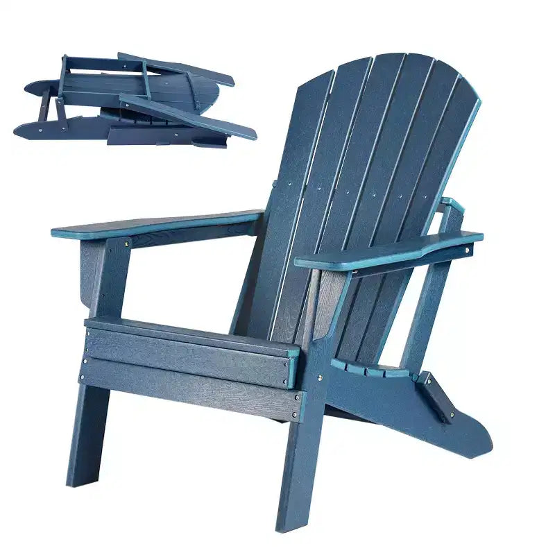 Sedia Pieghevole Adirondack con Seduta Profonda e Braccioli Larghi, Sedia da Esterno in Plastica Impermeabile Resistente ai Raggi UV per Patio, Prato o Focolare
