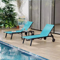 GustoWave 3-Piece Outdoor Chaise Lounge Set with Wheels & Side Table - Adjustable Backrest Lounge Chairs for Patio, Poolside, Deck