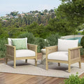 Christopher Knight Home Seokwoo Farmhouse Outdoor Acacia Wood Club Chairs with Wicker and Cushion