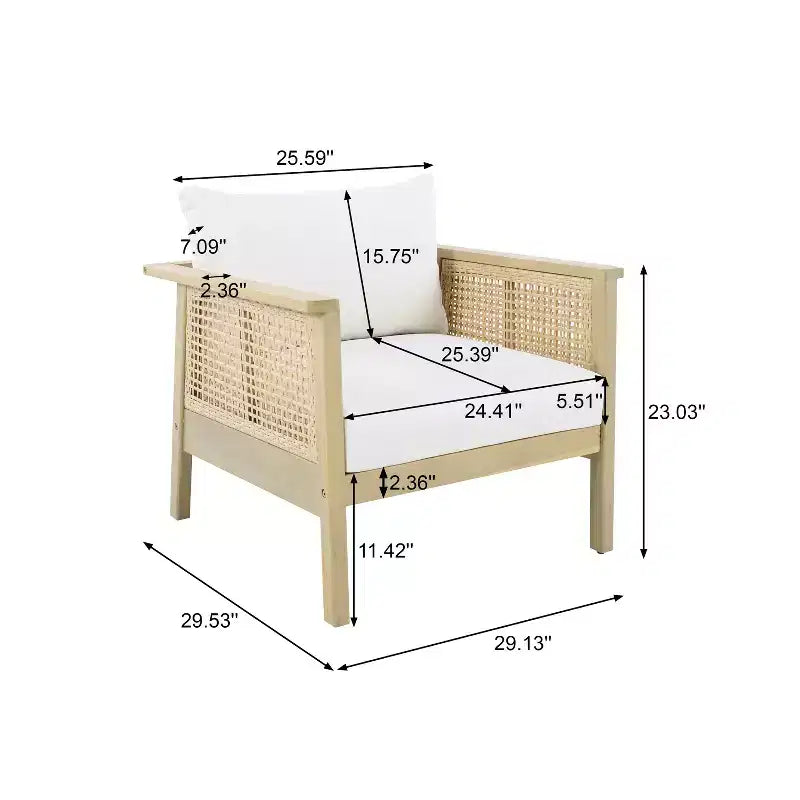 Christopher Knight Home Seokwoo Farmhouse Outdoor Acacia Wood Club Chairs with Wicker and Cushion