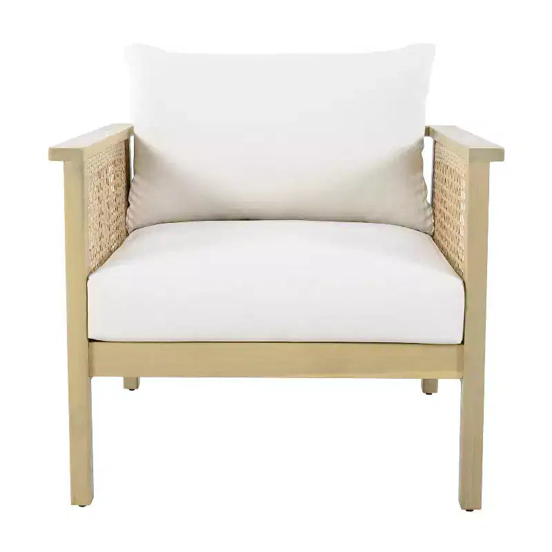 Christopher Knight Home Seokwoo Farmhouse Outdoor Acacia Wood Club Chairs with Wicker and Cushion