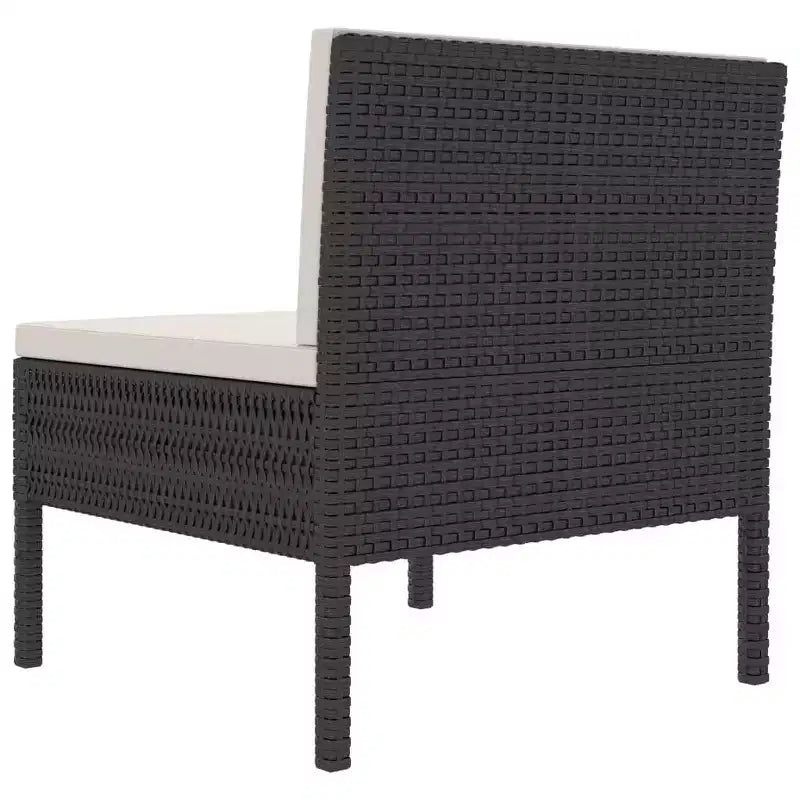vidaXL Patio Chairs 3 Pcs Rattan Conversation Chair with Cushions Poly Rattan