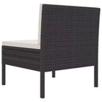 vidaXL Patio Chairs 3 Pcs Rattan Conversation Chair with Cushions Poly Rattan