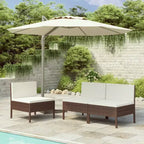 vidaXL Patio Chairs 3 Pcs Rattan Conversation Chair with Cushions Poly Rattan